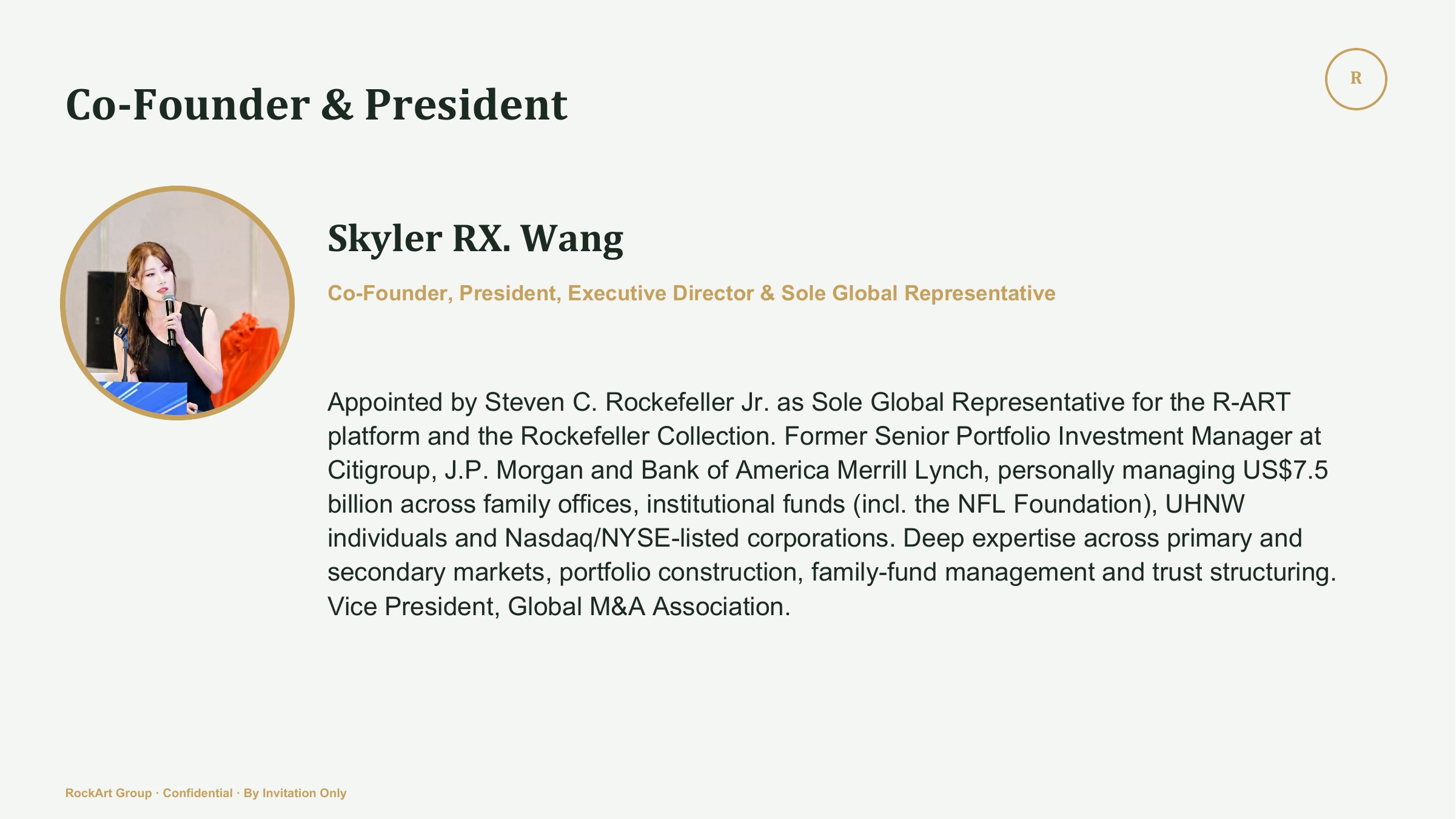 Skyler RX. Wang, Co-Founder and President